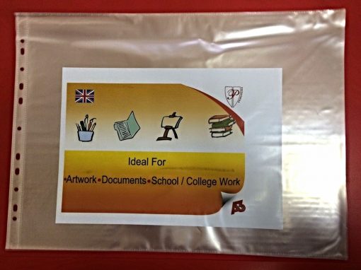 A3 LANDSCAPE PUNCHED POLY POCKET CLEAR PORTFOLIO SLEEVE Top Open-0